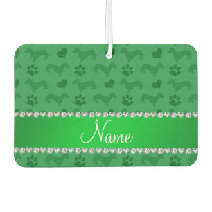 Désodorisant Pour Voiture Nom personnalisé vert dachshunds coeurs pattes