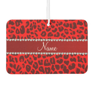 Désodorisant Pour Voiture Nom personnel neon rouge léopard motif