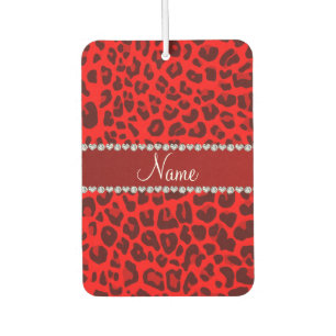 Désodorisant Pour Voiture Nom personnel neon rouge léopard motif