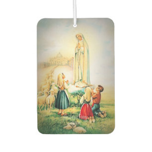 Désodorisant Pour Voiture Notre Dame de Fatima 1917 avec prière Fatima