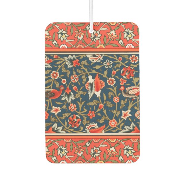 Désodorisant Pour Voiture Oiseau et fleurs Perse Motif bleu rouge (Devant)