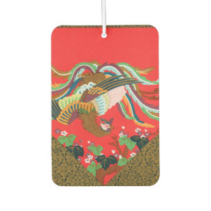 Désodorisant Pour Voiture Oiseau Phoenix Rouge Japonais Vintage Art G.A. Aud