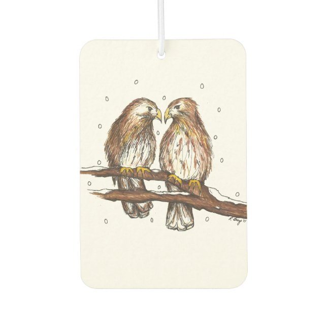 Désodorisant Pour Voiture Oiseaux d'oiseaux amoureux à la traîne rouge à Noë (Devant)