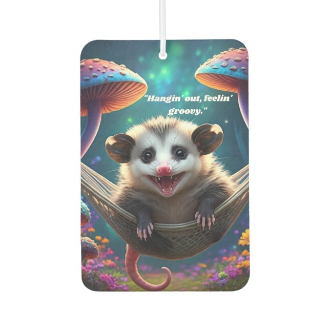 Désodorisant Pour Voiture Opossum psychédélique personnalisé Hippie (Devant)