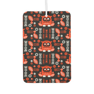Désodorisant Pour Voiture Orange Et Black Folk Art Hibou Nordique