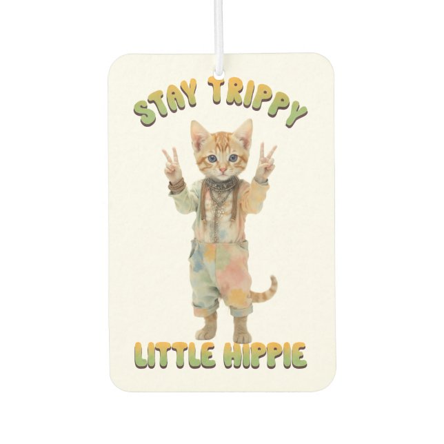 Désodorisant Pour Voiture Orange Tabby Cat Boho Stay Trippy Little Hippie  (Devant)