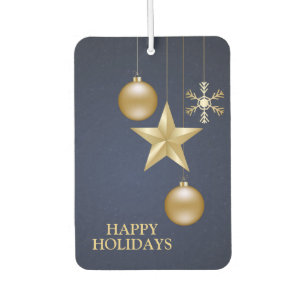Désodorisant Pour Voiture Ornement doré élégant de fête de Noël bleu marine