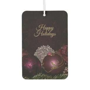 Désodorisant Pour Voiture Ornement Rose de Fête de Noël Feuilles Vertes Noir