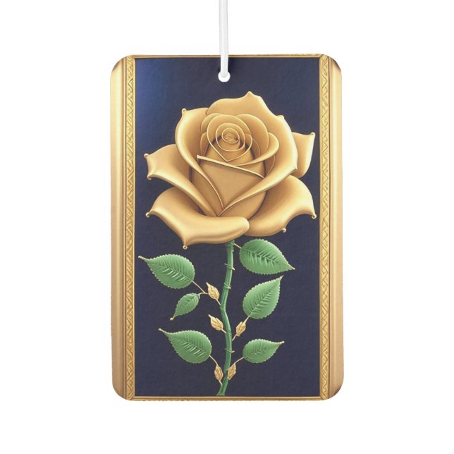 Désodorisant Pour Voiture Ornement Rose Dorée Artwork (Devant)