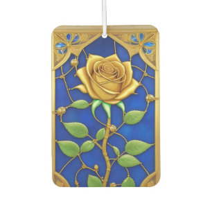 Désodorisant Pour Voiture Ornementation Rose Dorée Artwork