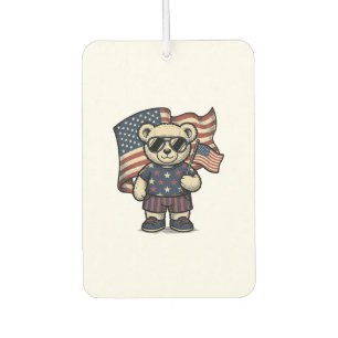 Désodorisant Pour Voiture Ours en peluche patriotique vintage gravure chemis