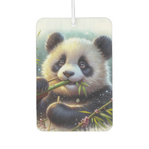 Désodorisant Pour Voiture Panda roux adorable mangeant du bambou