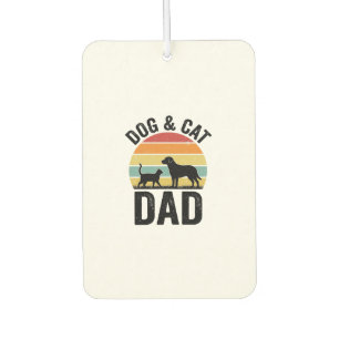 Désodorisant Pour Voiture Papa Chien et Chat Vintage T-Shirt pour Amoureux d
