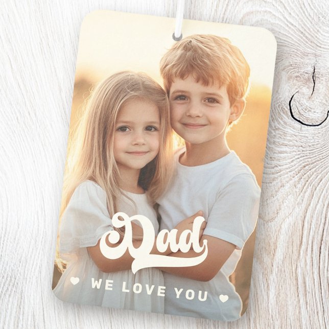 Désodorisant Pour Voiture Papa nous t'aimons coeur photo fête des pères text (Dad we love you photo hearts text fathers day air freshener)