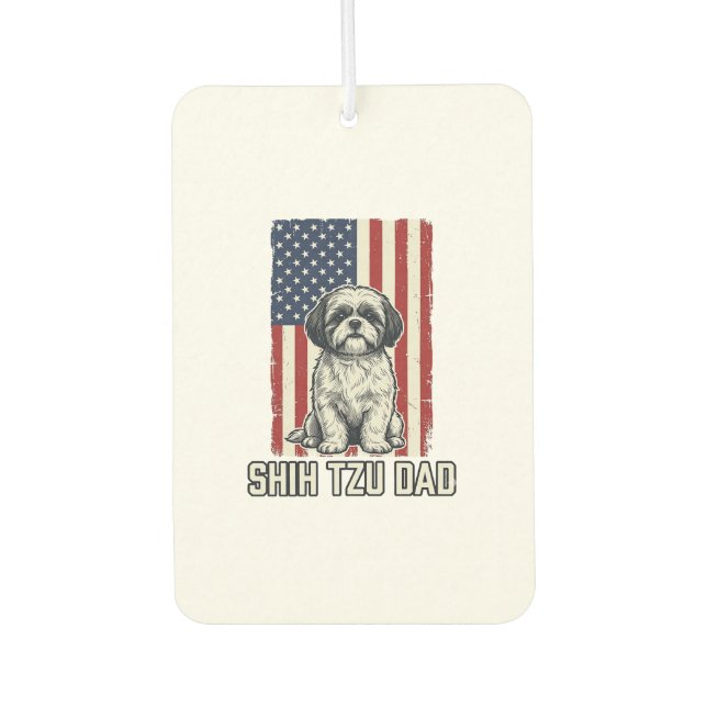 Désodorisant Pour Voiture Papa Shih Tzu Chemise de Chien Vintage Drapeau Pat (Devant)