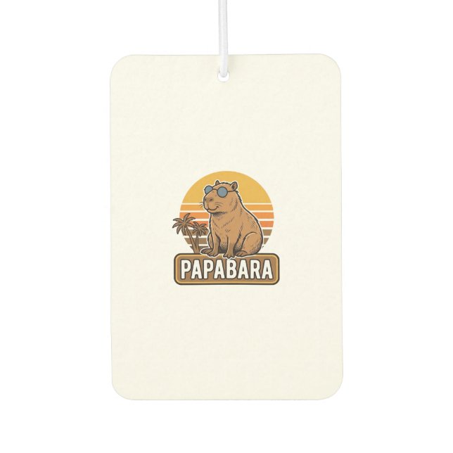 Désodorisant Pour Voiture PAPABARA Conception Vectorielle Papa Capybara Rétr (Devant)