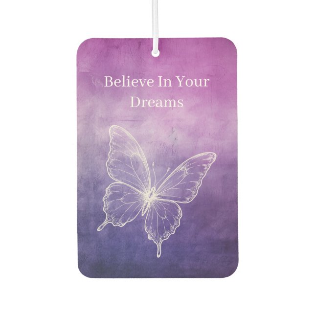 Désodorisant Pour Voiture Papillon blanc violet rose (Devant)
