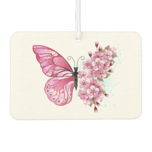 Désodorisant Pour Voiture Papillon de fleurs avec Sakura rose