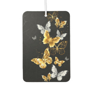 Désodorisant Pour Voiture Papillons dorés et blancs