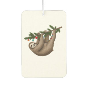 Désodorisant Pour Voiture Paresseux joyeux sur une branche d'arbre de Noël a