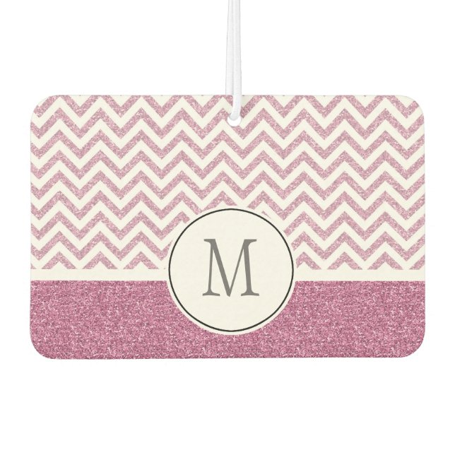 Désodorisant Pour Voiture Parties scintillant Chevron de Glam Faux rose (Devant)