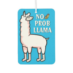 Désodorisant Pour Voiture Pas de Prob Llama mignon Cartoon Bleu Drôle Citati