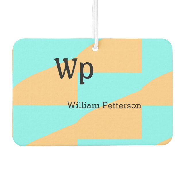 Désodorisant Pour Voiture Pastel vert bleu ajouter nom monogramme titre lett (Devant)