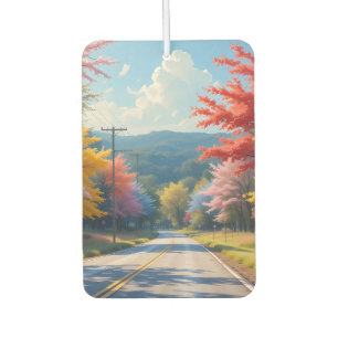 Désodorisant Pour Voiture Paysage à l'aquarelle d'une route de campagne auto