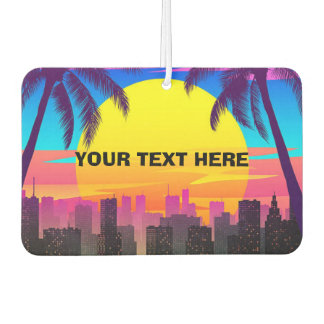 Désodorisant Pour Voiture Paysage urbain personnalisé Rétro Synthwave Palmie