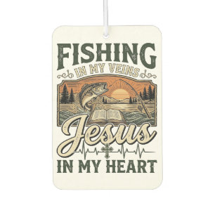 Désodorisant Pour Voiture Pêche dans mes veines Jésus dans mon cœur Vintage