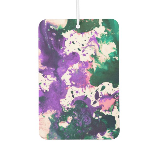 Désodorisant Pour Voiture Peinture Abstraite couleur vert et pourpre (Devant)