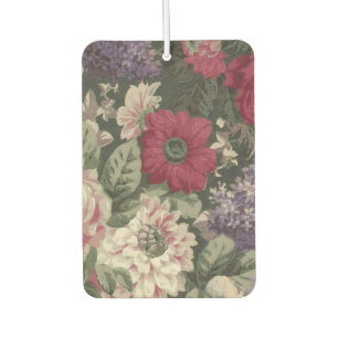 Désodorisant Pour Voiture Peinture de fleurs vintage rouge rose bleu blanc