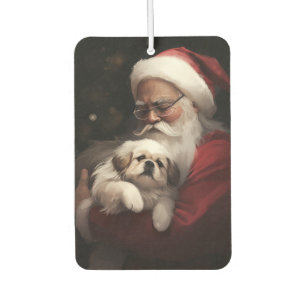 Désodorisant Pour Voiture Pékinois avec le Père Noël Noël Festif