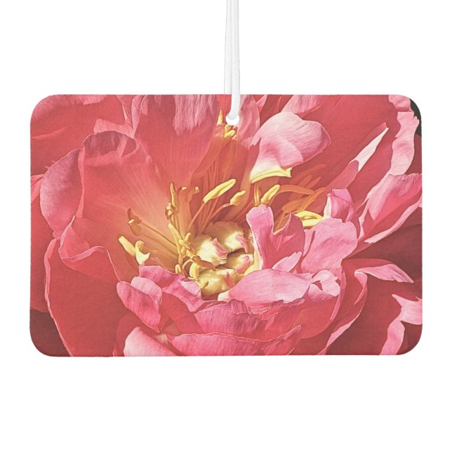 Désodorisant Pour Voiture Peony rose, Freshener d'air de coeur (Devant)