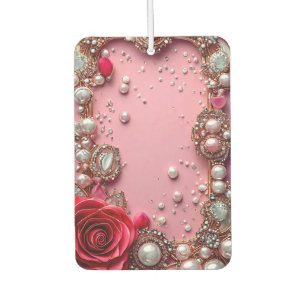 Désodorisant Pour Voiture Perles et une rose rouge détaillée