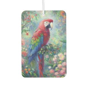 Désodorisant Pour Voiture Perroquet Oiseau Jungle Floral Impressionnisme pei