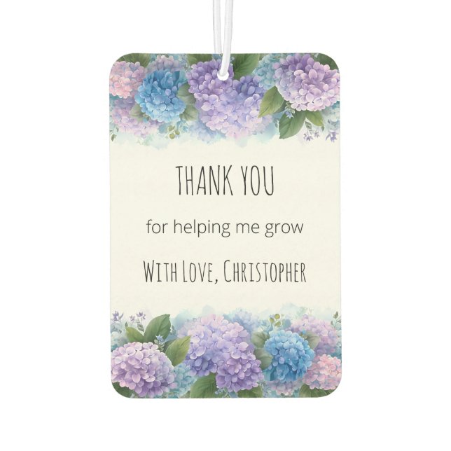 Désodorisant Pour Voiture Personalized Hydrangea Teacher Thank You (Dos)