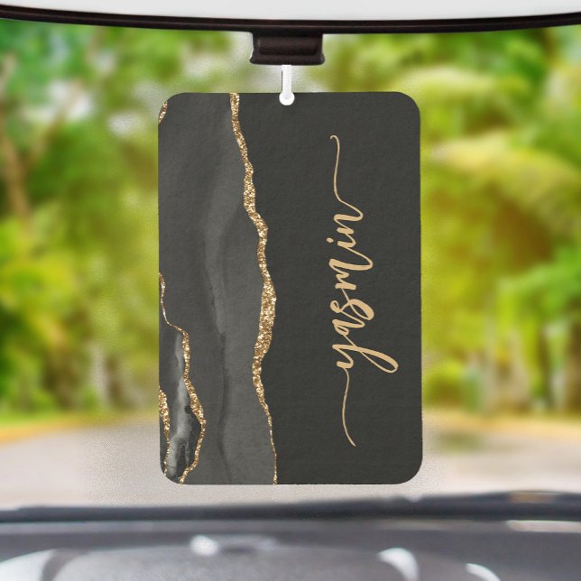 Désodorisant Pour Voiture Personalized Signature Black Gold Agate (Créateur téléchargé)