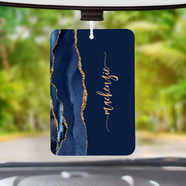 Désodorisant Pour Voiture Personalized Signature Navy Blue Gold Agate (Créateur téléchargé)