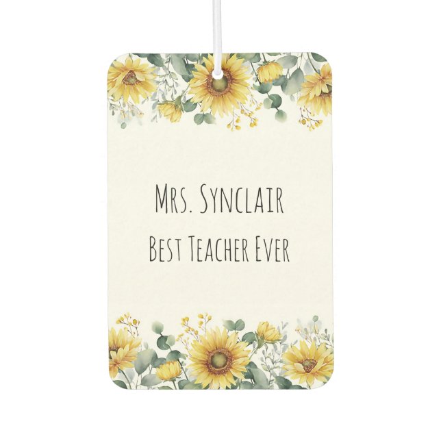 Désodorisant Pour Voiture Personalized Sunflower Teacher Thank You (Devant)