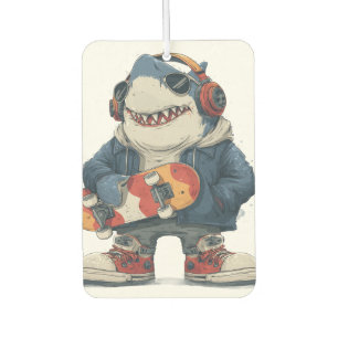 Désodorisant Pour Voiture Personnage de requin hip hop de dessin animé avec