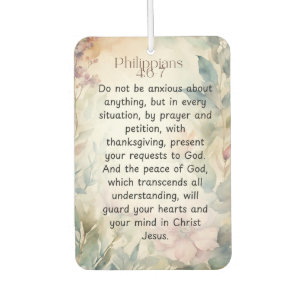 Désodorisant Pour Voiture Philippiens 4:6-7 Verset de la Bible chrétienne Aq