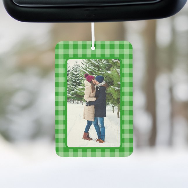Désodorisant Pour Voiture Photo sur carreau de gingham vert (Créateur téléchargé)