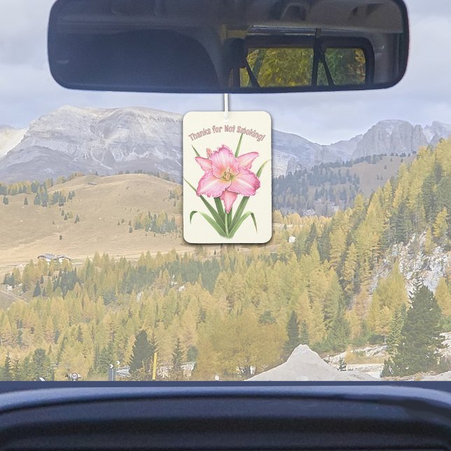 Désodorisant Pour Voiture Pink Daylily Flower Botanical Art personnalisé (Pink Daylily Original Botanical Art Design Customizeable Air Freshener for Car or Home.)