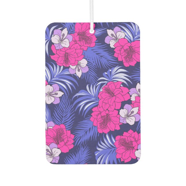 Désodorisant Pour Voiture Pink & Purple Tropical - Un design hibiscus lumine (Devant)