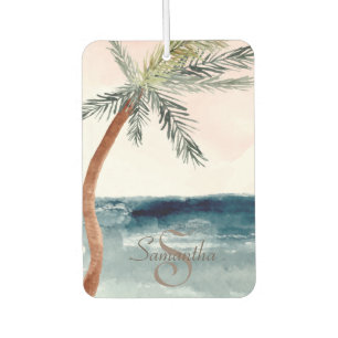 Désodorisant Pour Voiture Plage tropicale palmier-monogramme