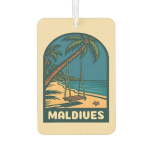 Désodorisant Pour Voiture Plage Vintage voyage rétro Maldives Island Pittore