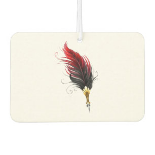 Désodorisant Pour Voiture Plume rouge avec pointe en or