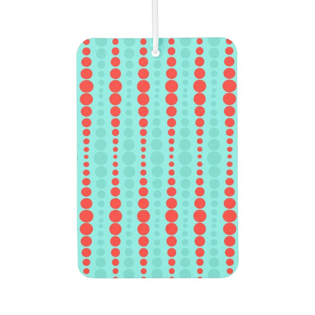 Désodorisant Pour Voiture Points rouges et turquoise rétro Air Freshener (Devant)