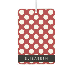 Désodorisant Pour Voiture Pois Rouges, Motif Polka Dot, Votre Nom